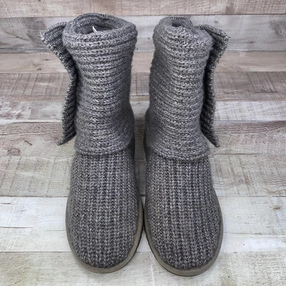 UGG Australia Womens Gray S/N 5819 Mid Calf Knitted Winter Boots Size US 6 - Picture 7 of 11